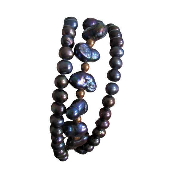 Black Baroque Freshwater Pearl Bracelet - Picture 4 of 5